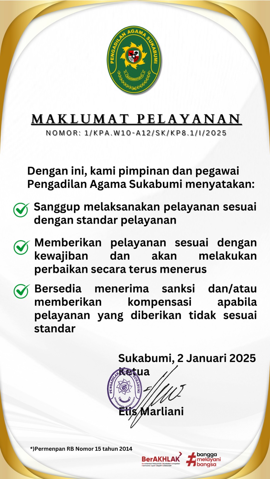 MAKLUMAT PELAYANAN 2025